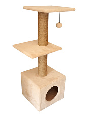 Cat House Когтеточка "Домик с 2-мя полками", 100 см, джут